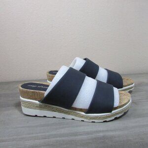 Easy Street Women's 9.5 Two Band Maryann Wedge Slide Sandal  Navy /Gore